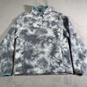 Chubbies Sweater Mens Medium Gray‎ White Tie Dye Fleece Quarter Zip Pullover